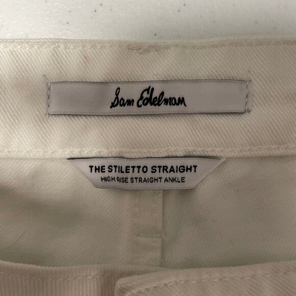 NEW Sam Edelman The Stiletto Straight High Rise White Ankle Jeans Size 14/32 - Picture 3 of 5